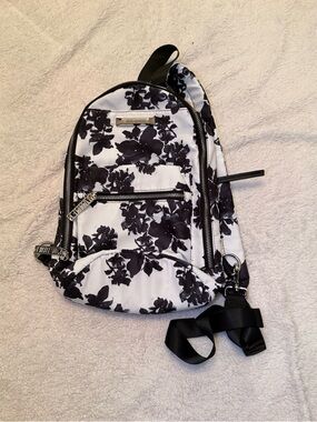 Steve Madden Black & White Floral Sling Backpack